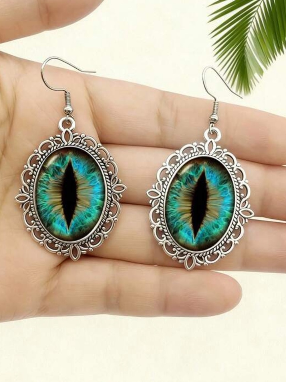 Silver Engraved Turquoise Dragon Eye Drop Earrings NEW ๐ท๏ธ - Picture 4 of 5